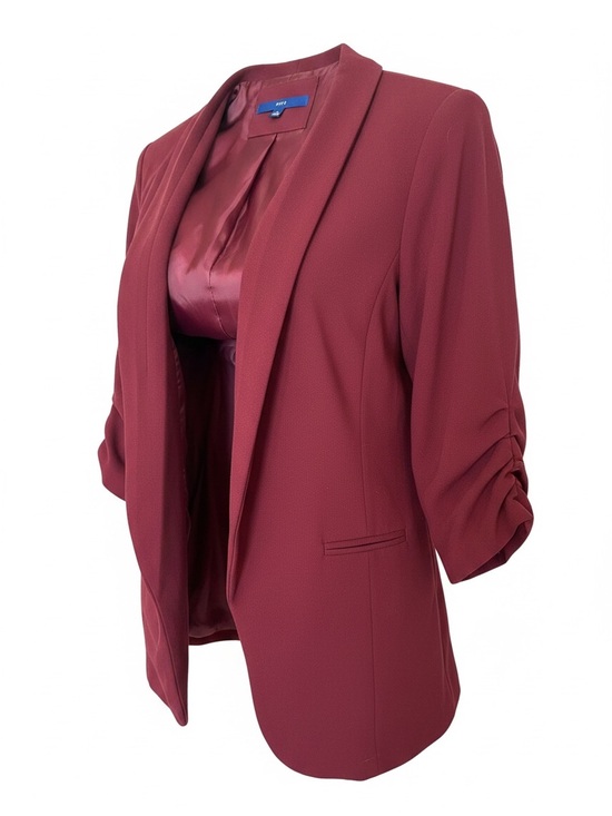 Apt. 9 Jackets & Blazers - Apt. 9 Open Front Ruched Sleeve Blazer - Burgundy